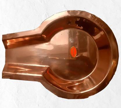 SARADHA Round Design Plain Copper Abhishekam Plate Patra for God Idols Decorative Showpiece  -  3 cm