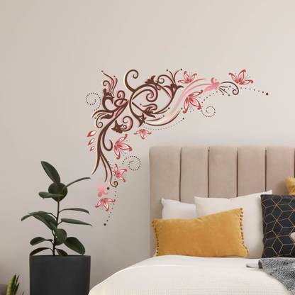 Asian Paints 67.5 cm Vintage Flowers Removable Sticker