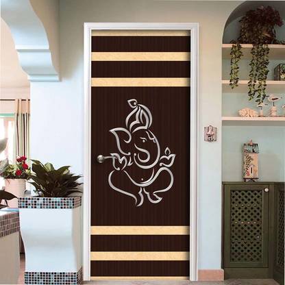 BPDESIGNSOLUTION 76.2 cm Shree Ganesh Door Sticker Wallpaper Self Adhesive Sticker
