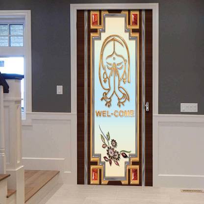 Creative Print Solution 76.2 cm Welcome design door sticker for door Self Adhesive Sticker