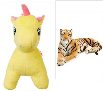 VMS VMSTOYS Stuff Soft Cute Yellow Unicorn (Size-30CM) & Tiger (Size:-32cm) Combo Pack of-2 Brand: Generic  - 32 mm