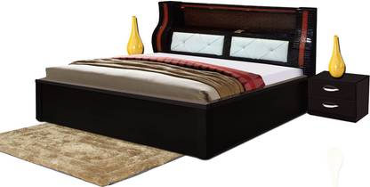 POJ Skyla King Size Bed With Bluetooth Speaker And Charging Port Engineered Wood King Hydraulic Bed
