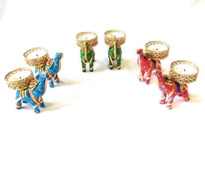 SAU RANG Elephant Cotton 6 - Cup Tealight Holder Set