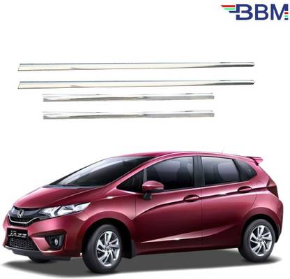 BBM Car Window Lower Garnish/Chrome line Beading/Silver molding Stainless Steel Compatible with [Set of 4] Type-2 Jazz Glossy, Chrome Honda Jazz Side Garnish