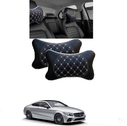 RONISH Black, White Leatherite Car Pillow Cushion for Mercedes Benz