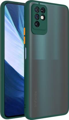 FlyCase Back Cover for Infinix Note 10 Rubberized Bumper with Camera Protection (Dark Green)