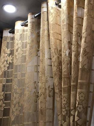 STUFFIT 214 cm (7 ft) Polyester, Net Semi Transparent Door Curtain (Pack Of 2)