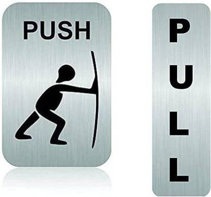 jv Stainless Steel Self Adhesive "Push with Logo" and "Pull" Signage Board Emergency Sign