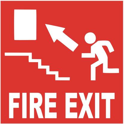 signEver Fire Exit Sign Board For Factory Lodges Banks Office School Hospital college Shops Local Market Multi-color (15 x 15 cm) Emergency Sign