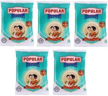 POPULAR APPALAM NO.1 80G Appalam (5 x 80g) 400G - Pack of 5 (Pack of 5)