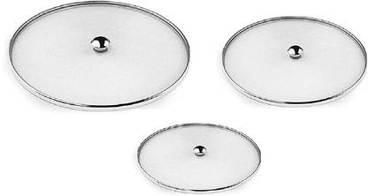 startail Stainless Steel 9,8,7 inc Food Cover/Milk Cover/Steel jaali Multipurpose net lids for Utensils in Kitchen 7 inch, 8 inch, 9 inch Lid Set, Pack of 3