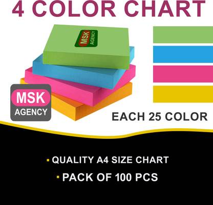 MSK Multi Color Unruled A4 Chart Card 200 gsm, 250 gsm A4 paper