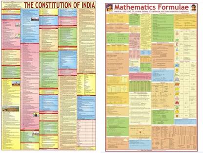 Maths formula chart and Constitution Of India Chart COMBO (Set of 2) Laminated both sides useful for UPSC, SSC , Railway, Banking, IIT, Engineering and all other Competitive Exams (23 inch X 36 inch) Paper Print