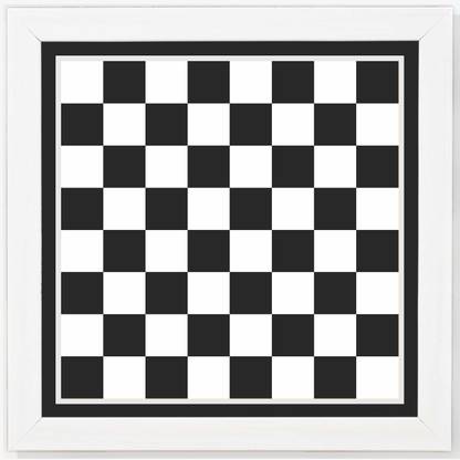 Chess Board - Abstract White Framed Wall Hanging Art Print for Office , Home, Reading Room Décor ( 8x8 ) Inch Paper Print