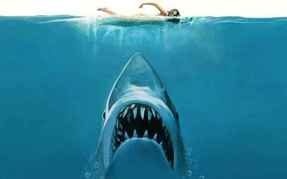 Jaws Shark Fish Drawing Hd Movie Matte Finish Poster Paper Print