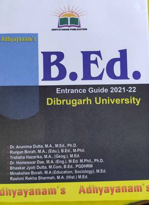 B. Ed. Entrance Examination 2021-22 Dibrugarh University English Medium