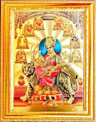 SUNINOW Nav Durga Maa God Photo with Frame for Pooja | Small size photo frame Religious Frame