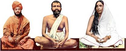 Giriram Photos Sri Ramakrishna Paramahamsa / Guru Dev, Sri Sarada Devi / Shree Shree Maa & Swami Vivekananda - Large Size (15" x 6" Inches) - Photo Wooden Cutout Religious Frame