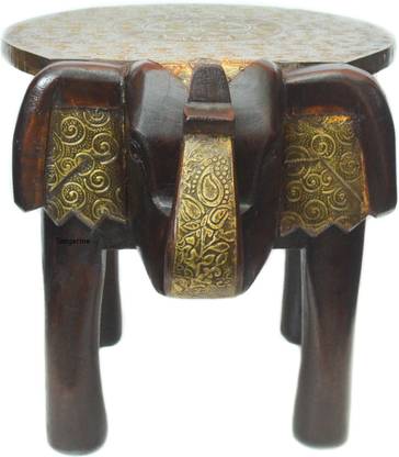 Tangedrine Wooden & Brass Handmade Elephant Shape Stool/ Side Table/End Table/Flower Stand Stool