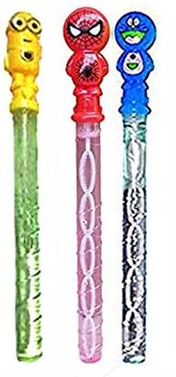 ARSDEWY 3 Large Doraemon, Minions, Spiderman Bubble Stick Toy Bubble Maker Toy Bubble Maker