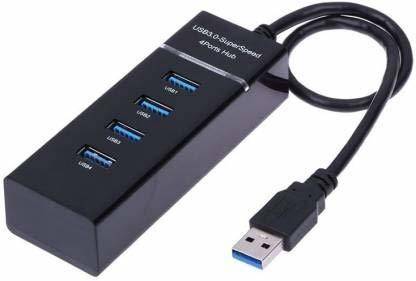 GIPTIP 3.0 USB HUB 4 Port 3.0 USB HUB Super Speed Multiport Slim USB Hub 1 feet Cable Length Adapter and Led Indicator High-Speed 3.0 Portable Mini-Hub "Parking Strip"- Bus Powered- Compatible for Pendrive, Mouse, Keyboards, Camera, Mobile, Tablet, PC, Laptop, TV Etc. USB Hub