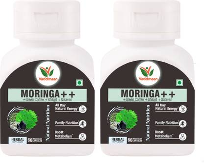 Vaddmaan Moringa ++ With Shilajit, Satavari, Green Coffee Bean Extract, For Natural Energy - 60 Veg Capsules