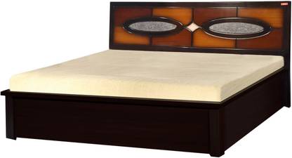POJ Dean King Size Bed Made With MDF Boaed And PU Polish Engineered Wood King Hydraulic Bed