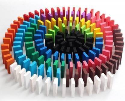 ARNIYAVALA Super Domino Blocks, 12 Colors Bulk Dominoes Wooden Domino Blocks Colored Dominoes Building Block Tile Game Racing Educational Toy for Kids Birthday Party Favor (360 pcs)