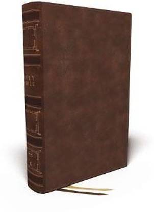 NKJV, Single-Column Wide-Margin Reference Bible, Leathersoft, Brown, Red Letter, Comfort Print