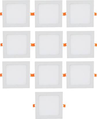D'Mak 15 Watt Square White LED Light (Pack of 10) Recessed Ceiling Lamp