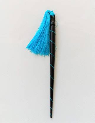 Jain Export Turquoise Tassels with Thread Word Wooden Hair stick for women Bun Stick