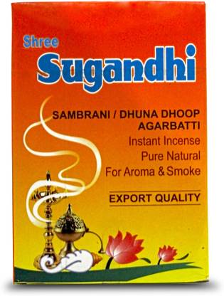 sugandhi Sambrani Dhuna Instant Incense Pure Natural Dhoop for Aroma and Smoke (Black) -12 x 20 Pieces NATURAL