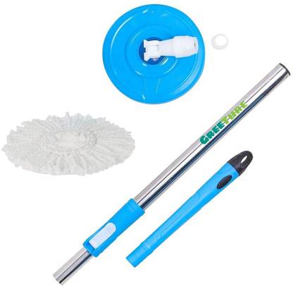 Greeture 360 degree Spin Magic Mop Stick Rod With Refill (Without Bucket) Mop Head and Rod