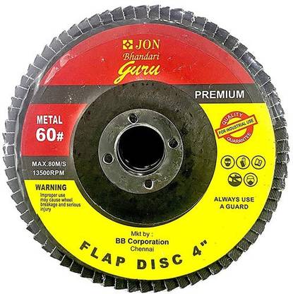 Jon Bhandari Tools JF-C62V-C722 Flap Disc 4 100 mm x 16 mm Grit 60; set of 10pc Metal Polisher