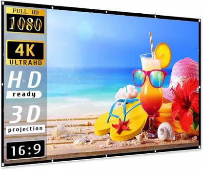 Savsol 100 Inches Diagonal, 16:9 Aspect Ratio, 87 Inches x 49 Inches, 1.2 Gain, Black Coated From Back Side, Supports UHD-3D-4K-8K Technology Universal Eyelets Type Foldable Projector Screen (Width 221 cms x 125 cms Height) Projector Screen (Width 221 cm x 125 cm Height)