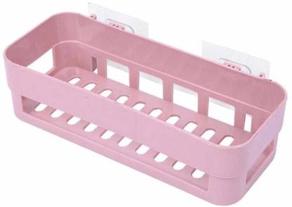 NH WORLD Bathroom Shelf No Drill Easy to Installed Removable Reusable Vacuum Suction Plastic Wall Shelf