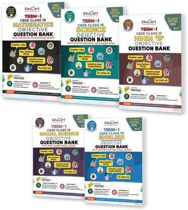 Educart TERM 1 MCQ Question Bank Class 10 Bundle 2022 - Maths, Science, English, SST & Hindi B Books (Based On New MCQs Type Introduced In 2nd Sep 2021 CBSE Sample Paper)