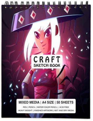 Craft Advertising Sketch Book for Arts and Drawing 100 Pages 150 GSM Size A4 Sketch Pad (50 Sheets) Style No. CA337 Sketch Pad