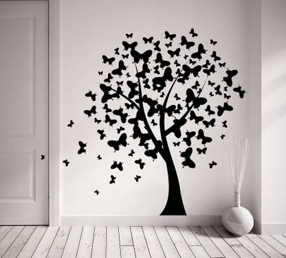 Decoration Designs 63 cm Decorative trees Wall Stickers for Living Room Leaves Falling Sofa TV Background Better Life Quote Self Adhesive Sticker