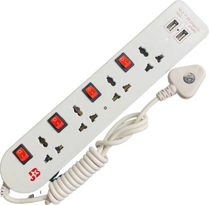 JB Power Four Sockets with Individual Switches with USB 4  Socket Extension Boards