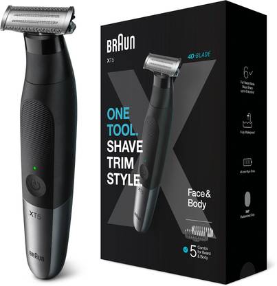 Braun Series XT5 Beard Trimmer, Shaver and Electric Razor for Men, Body Grooming Kit for Manscaping, Durable One Blade, One Tool for Stubble, Hair, Groin, Underarms, XT5100 Trimmer 45 min  Runtime 5 Length Settings