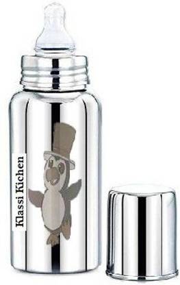 Klassi Kichen PENGUINE Designer Stainless steel baby milk feeding bottle with Extra Silicone Nipple - 250
