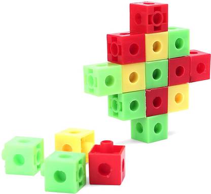 Maskeen Cubic Blocks Multicolor - 60 Pieces , Fun Learning Cubic Block create your own imagination - Round Box
