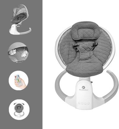 StarAndDaisy Mother's Lap Baby Swing for Newborn to 2 Years with Angle Adjustment, 5 Gear Speed, Bluetooth and Much More (Grey) Swings