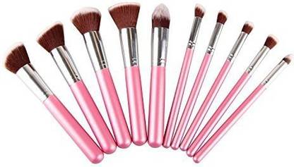 Beyondtek Makeup Brush Set Pro Kits Brushes Kabuki Makeup Cosmetics Brush Tool (Pink_Silver)