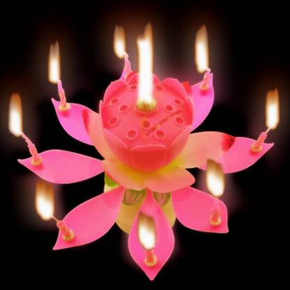 KnightGlow Music Candle Lotus Flower Party Art Happy Birthday Candle Lights Party Cake Decoration Candle