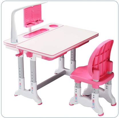 StarAndDaisy Smart Kids Study Table For 3 To 10 Years with An Option Of Led Lamp- Pink Plastic Study Table