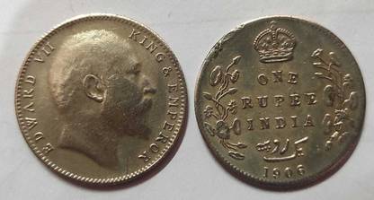 ANK ONE RUPEE INDIA 1906 EDWARD VII KING & EMPEROR Ancient Coin Collection