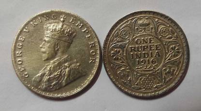 ANK ONE RUPEE INDIA 1921 GEORGE VI KING & EMPEROR Ancient Coin Collection