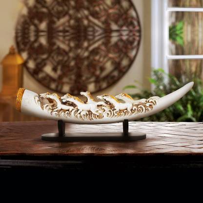 The Artment Eight Running Horses Carved In Tusk | Feng Shui Table Accent Decorative Showpiece  -  5.5 cm